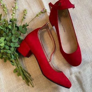 Red Ankle Strap Pump